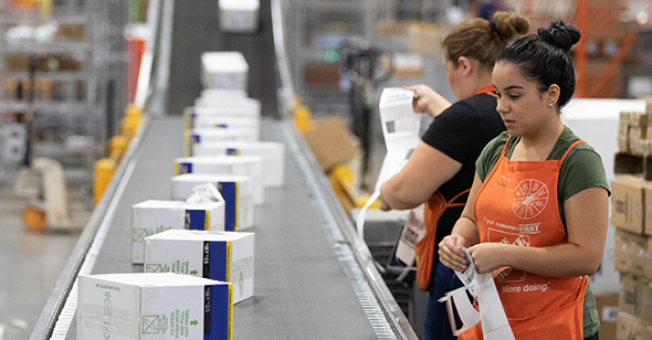 Home Depot associate works in Rapid Deployment Center (RDC)
